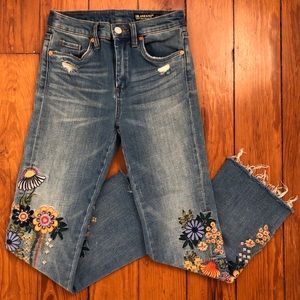 Embroidered Great Jones High Rise Crop Jeans